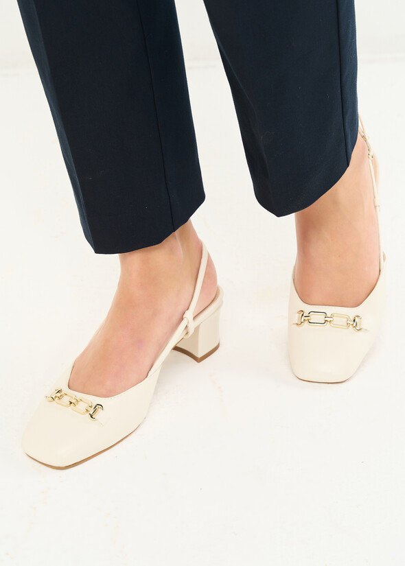 Slingback Sissy tacco medio BEIGE LATTE Donna null