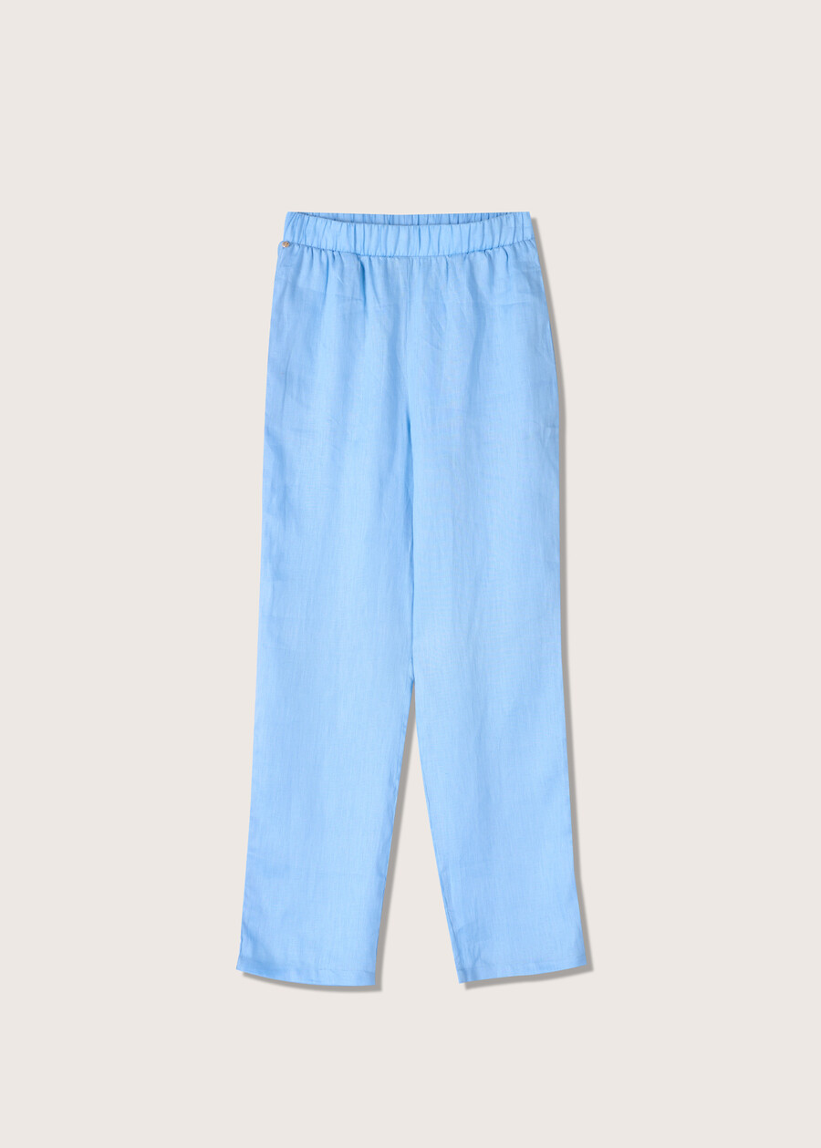 Polly 100% linen trousers BLU SURF Woman , image number 5