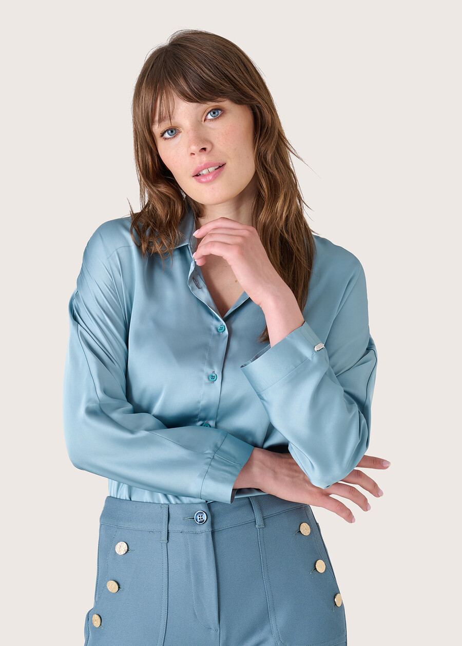 Carolina satin shirt BLUE CIELO Woman , image number 1