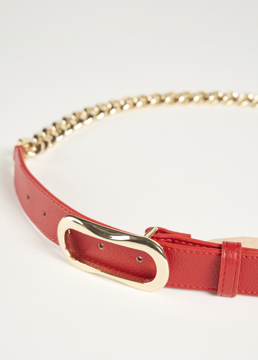 Cintura Chains in ecopelle e catena ROSSO Donna , immagine n. 2