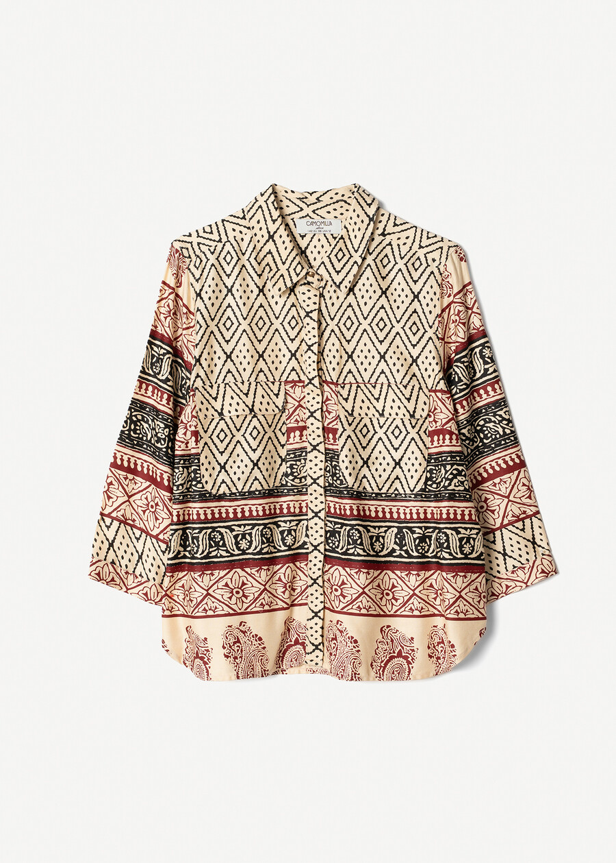 Camicia Cruise etnica BEIGE LATTE Donna , immagine n. 4