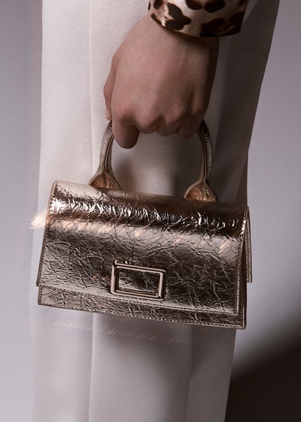 Pochette Baxi in ecopelle martellata ORO GOLDEN Donna null