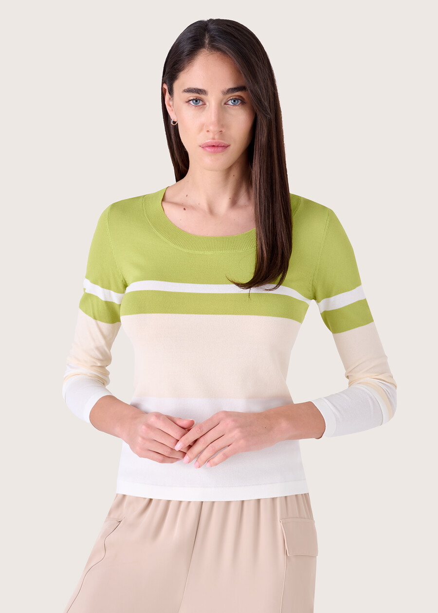 Mya round-neck sweater VERDE SALADBLU ELETTRICO Woman , image number 1