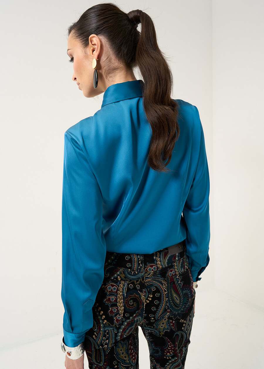 Camicia Alessia in satin MARRONEVERDE GARDENAZZURO AZZURRO Donna , immagine n. 4