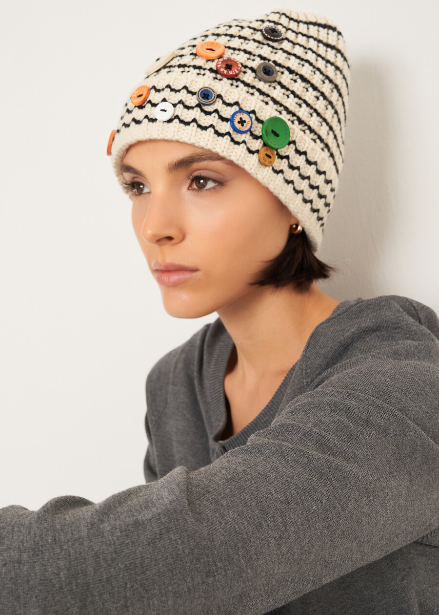 Cappello Catrin a righe con bottoni BEIGE LATTE Donna , immagine n. 1