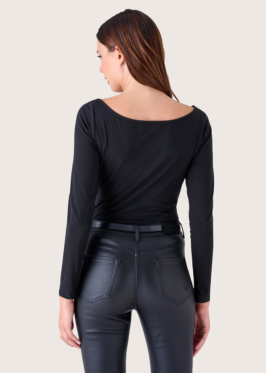 Stick T-shirt with strass NERO BLACK Woman , image number 3
