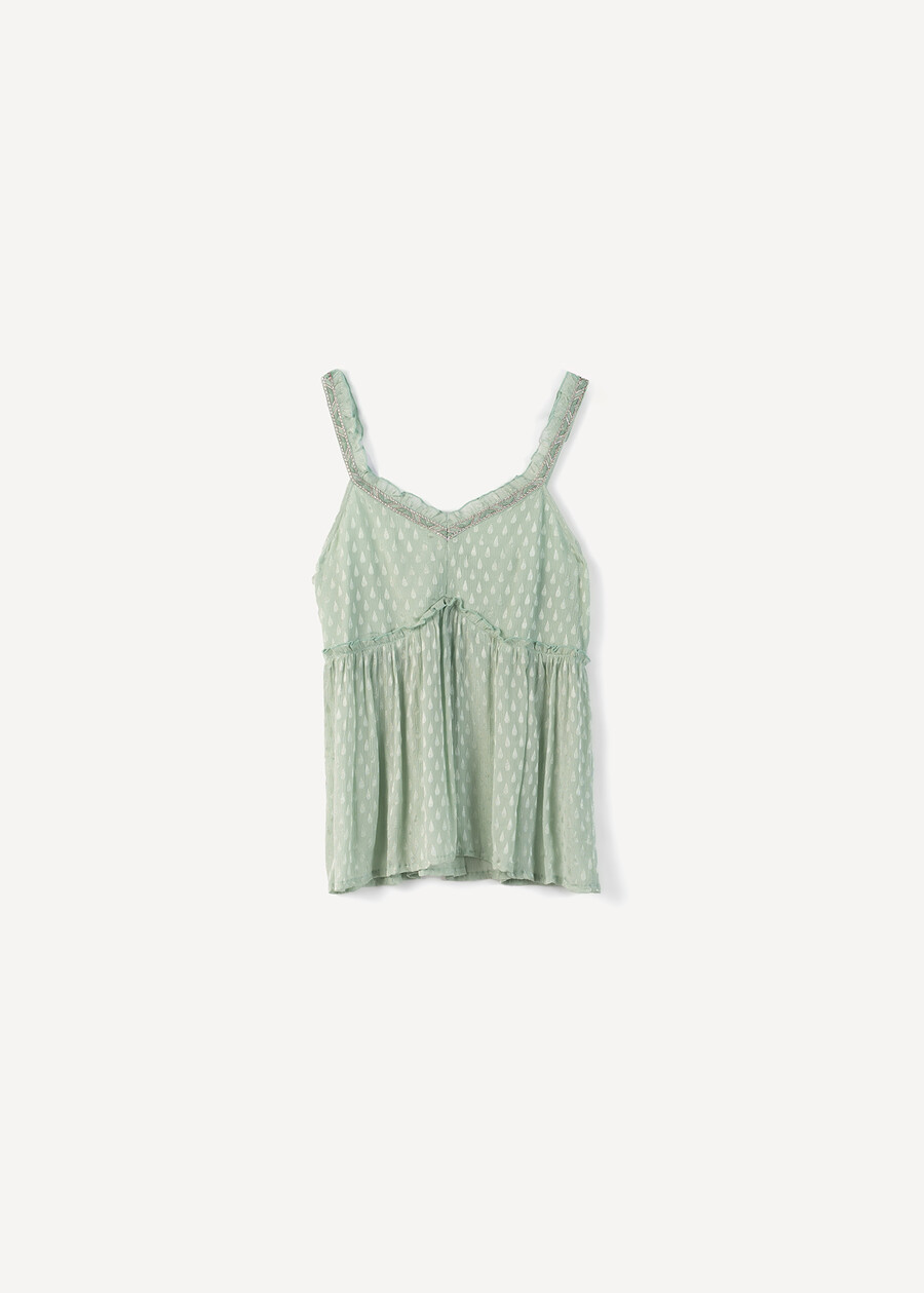 Tomas top with embroidery VERDE Woman , image number 5