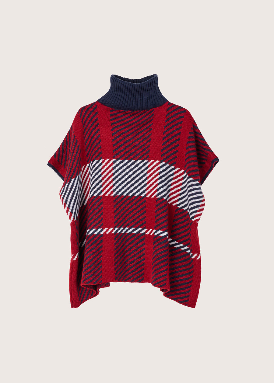 Marcella cape with macro check ROSSO CARPET Woman , image number 5