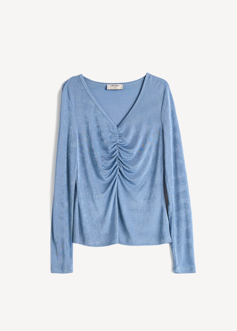 T-shirt Suamy lucida arricciata AZZURO AZZURRO Donna , immagine n. 4