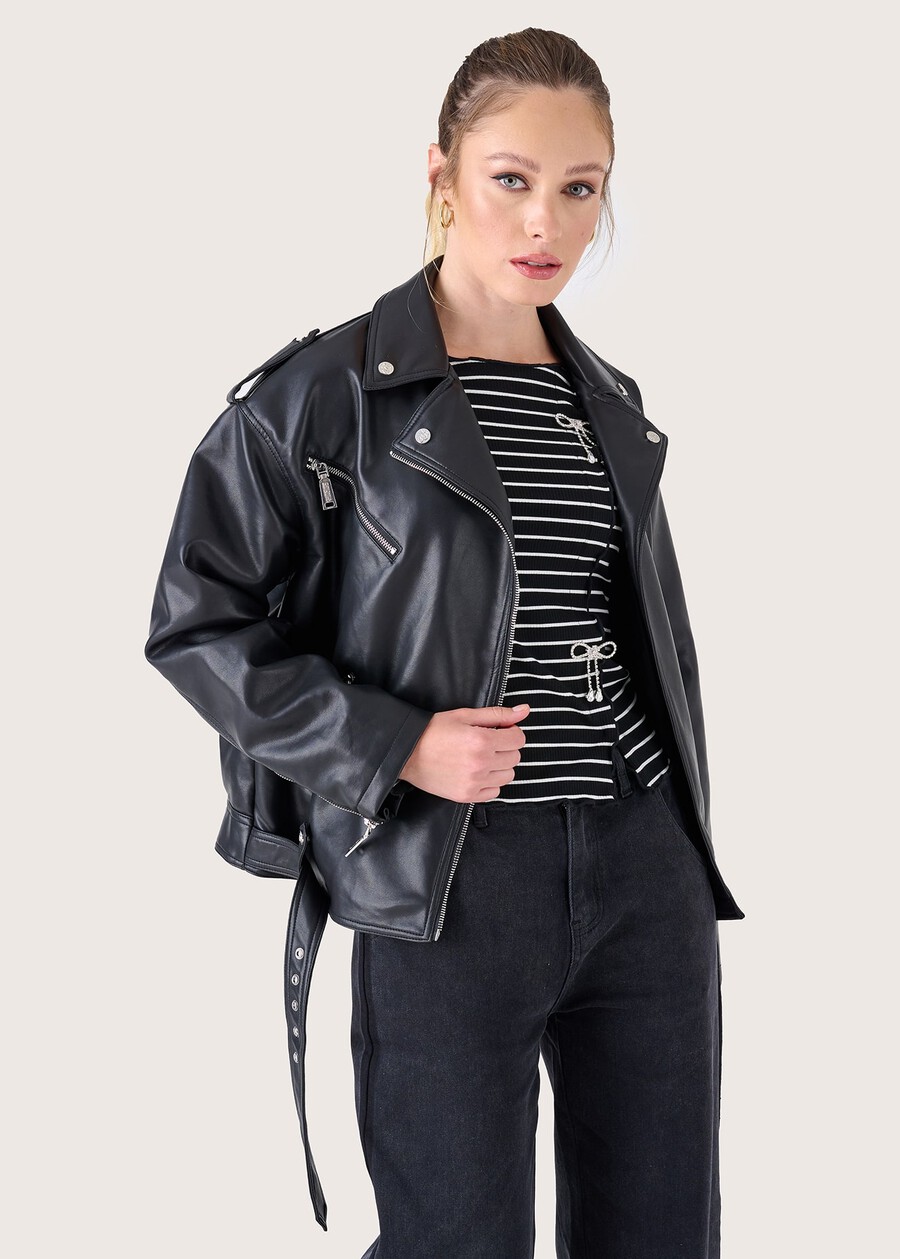 Georgia eco-leather jacket NERO BLACK Woman , image number 2