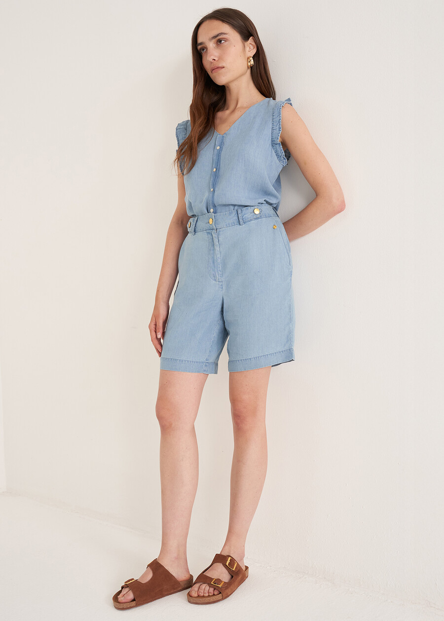 Top Tally in lyocell DENIM MEDIUM DENIM Donna , immagine n. 4