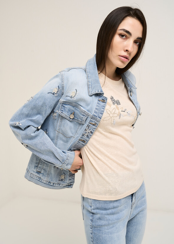 Giubbino Grey applicazioni DENIM MEDIUM DENIM Donna null