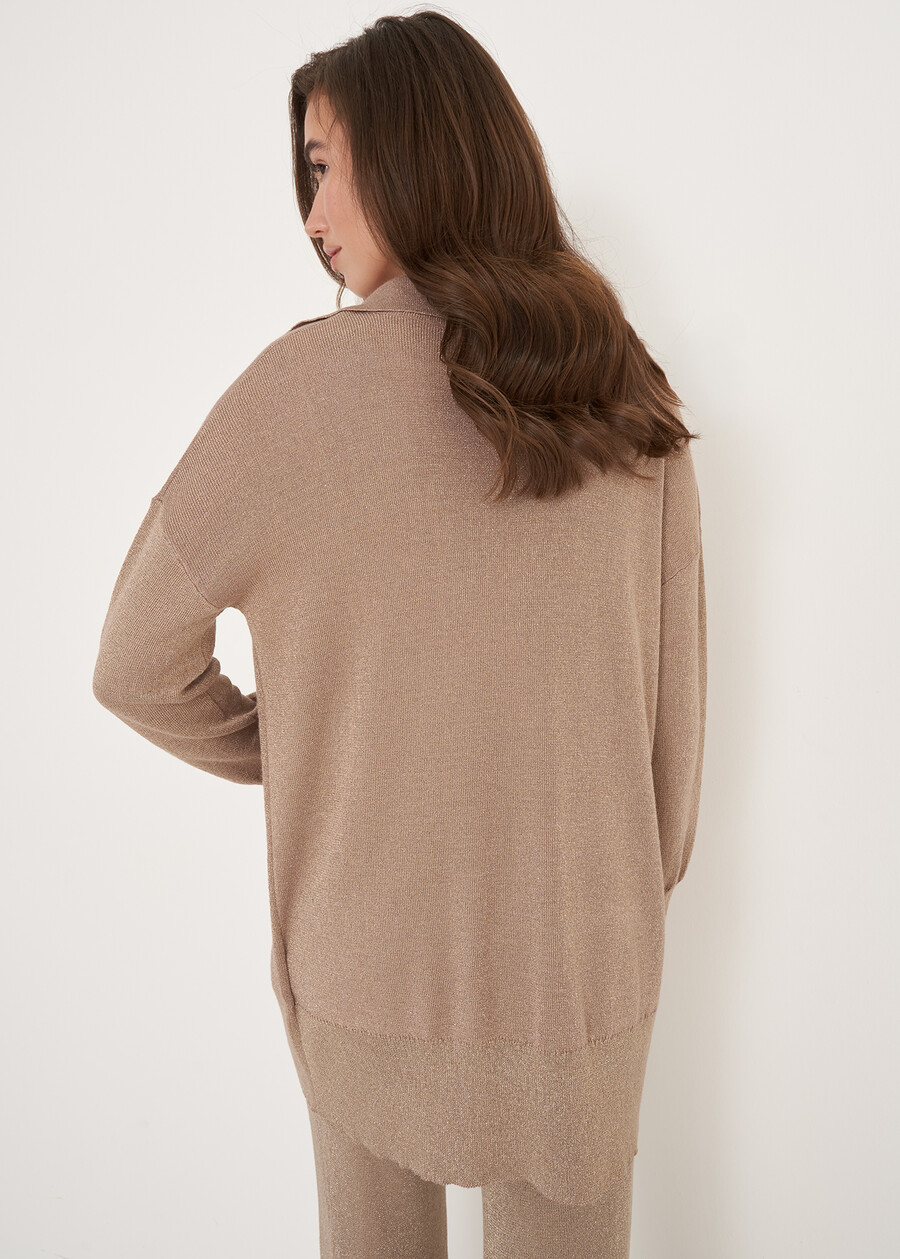 Cardigan Cliff In Maglia Lurex BEIGE SABBIA Donna , immagine n. 4