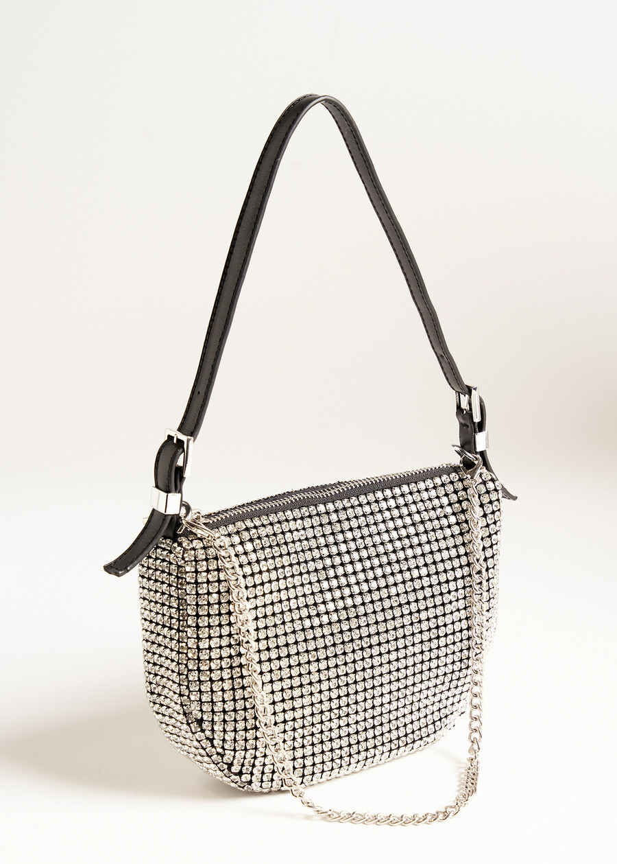 Pochette Barbara con cristalli GOLDGRIGIO SILVER  Donna , immagine n. 2