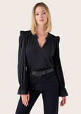 Blusa Sunset con polsini rouche NERO BLACK Donna immagine n. 2