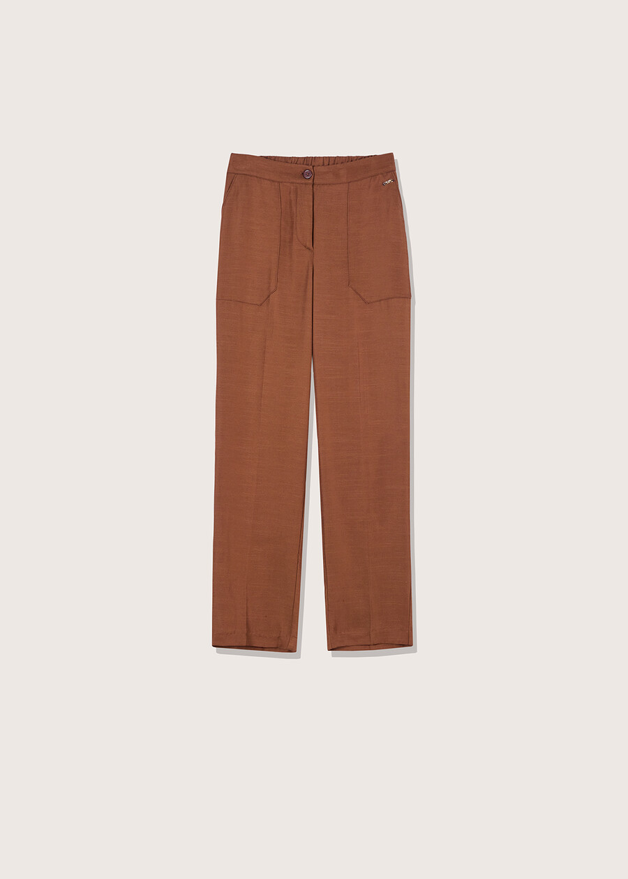 Pantalone Lara in misto lino MARRONE MOKA Donna , immagine n. 5