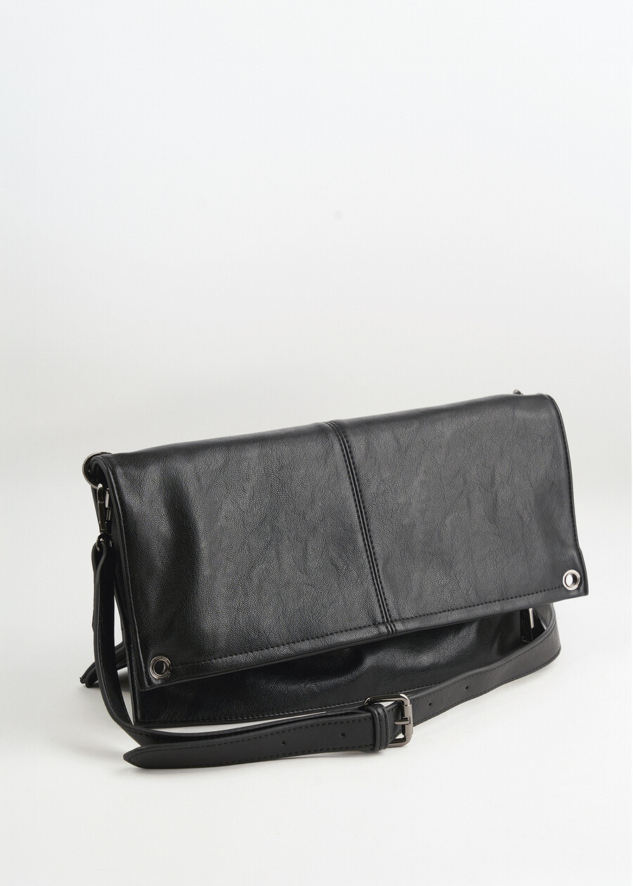 Blondie fold-over faux leather clutch NERO BLACKROSSO CHIANTI Woman , image number 3