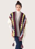 Malala cape with ethnic pattern BEIGE GESSO Woman image number 1