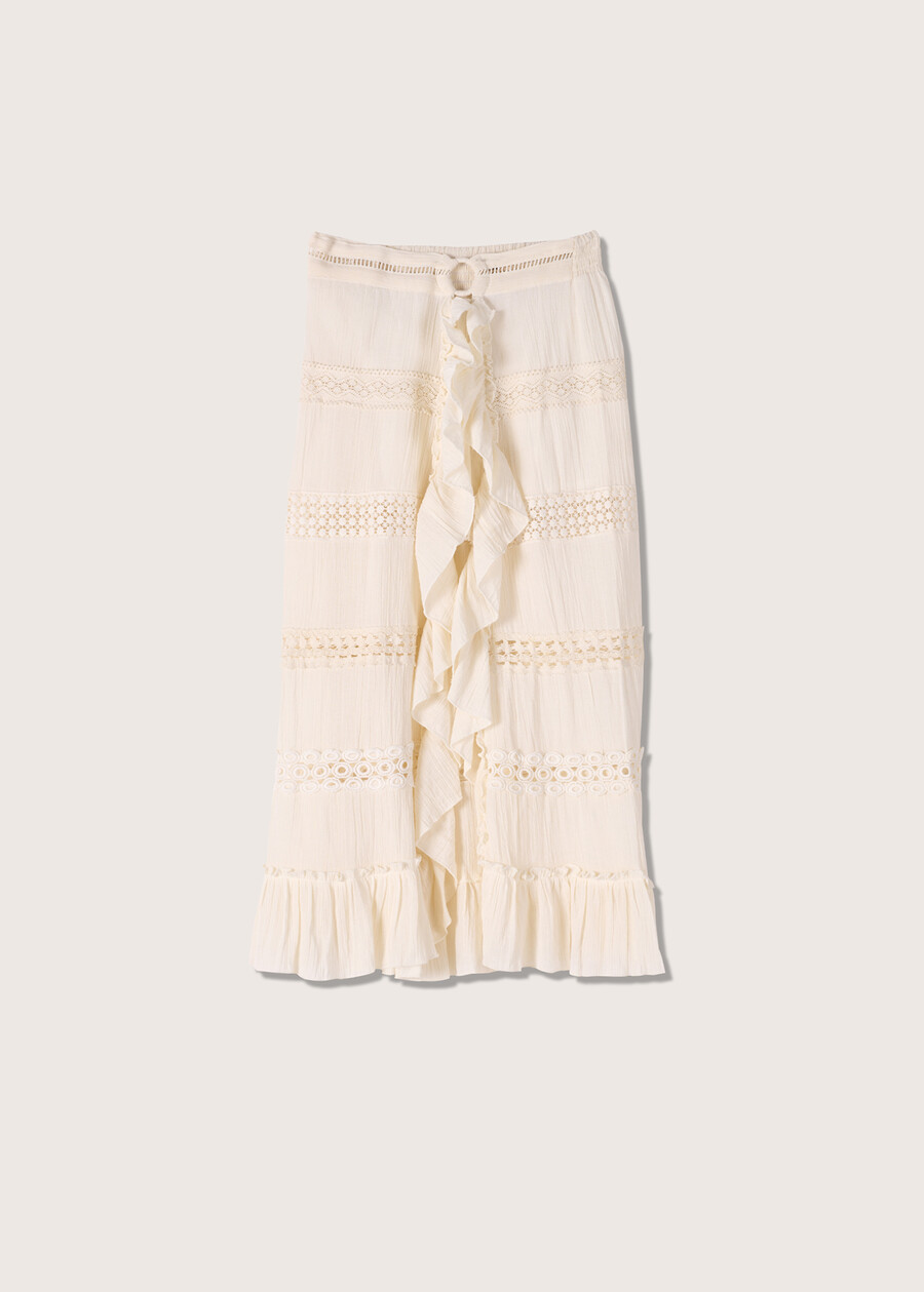 Gonna lunga Giada 100% cotone BIANCO Donna , immagine n. 6