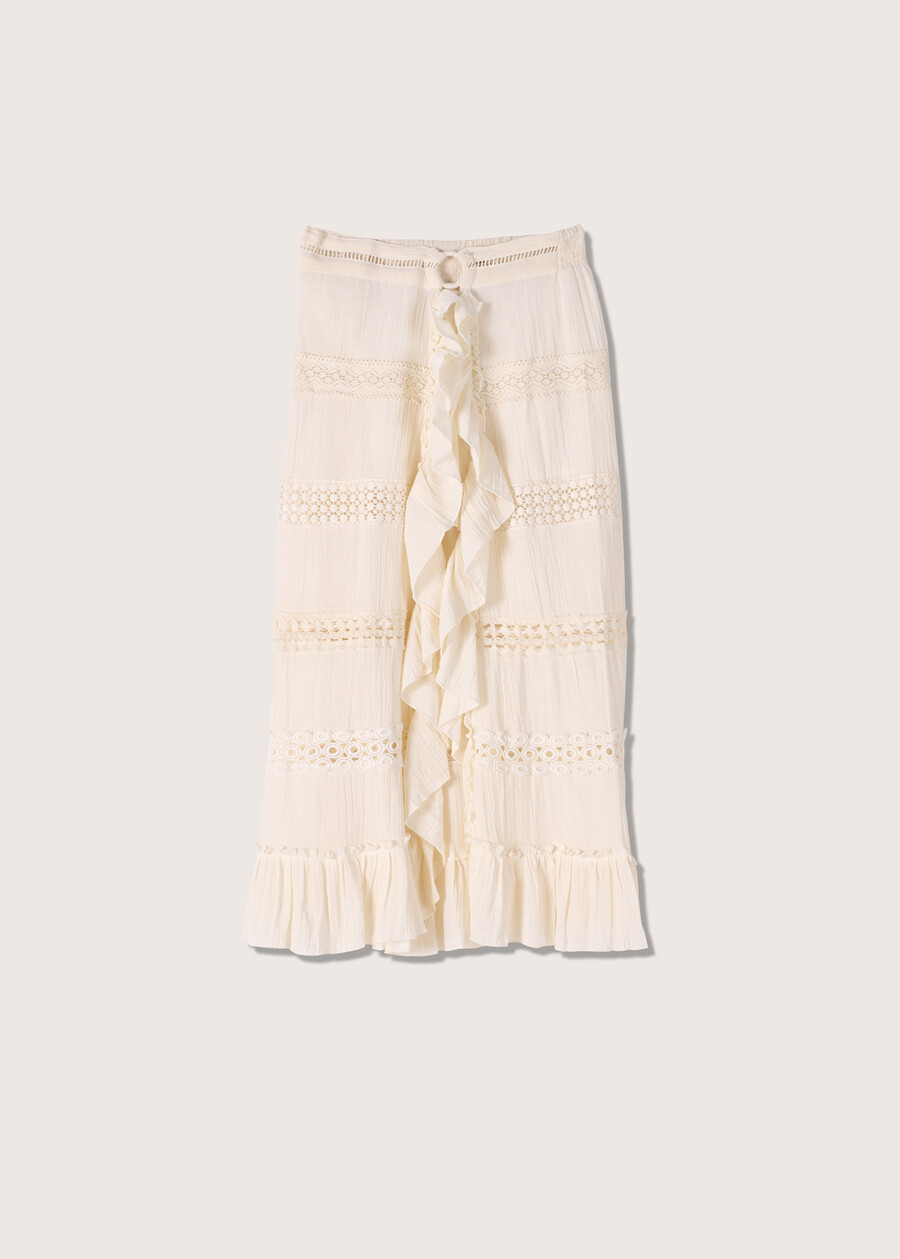 Giada 100% cotton long skirt BIANCO Woman , image number 6