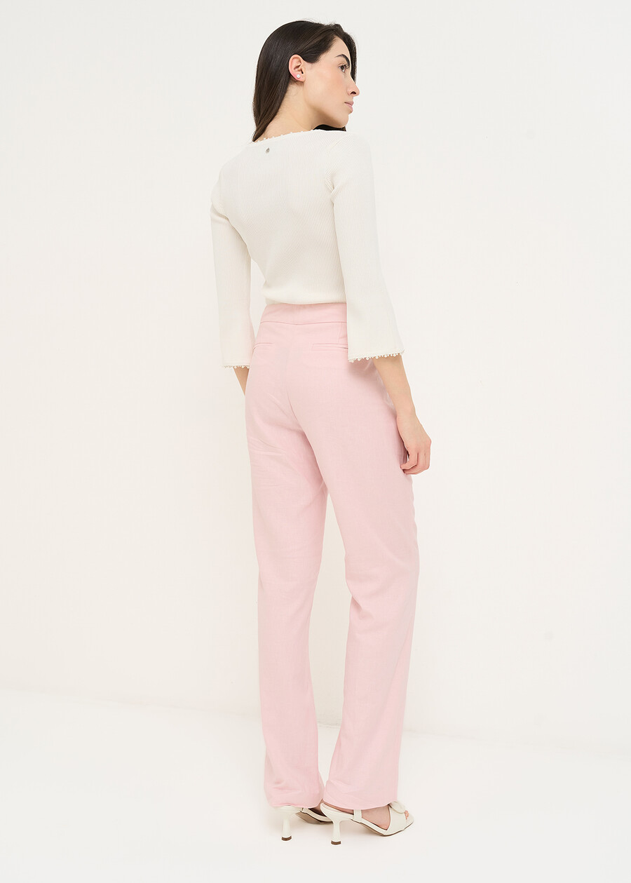 Pantaloni Giorgia-O in misto lino ROSABIANCO WHITE Donna , immagine n. 6