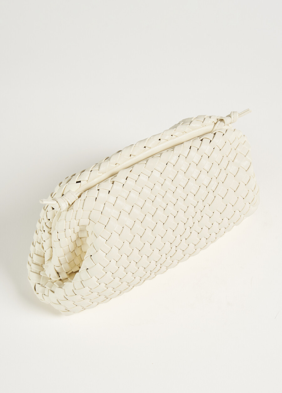 Bassina woven eco-leather clutch bag BIANCO BURRONERO BLACK Woman , image number 2