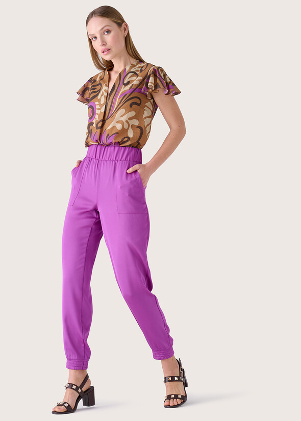 Pantalone Cara in crepe VIOLA GRAPE Donna null