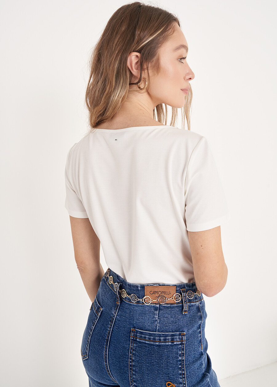 Sybil T-shirt With Rhinestones BLUBIANCO WHITE Woman , image number 3