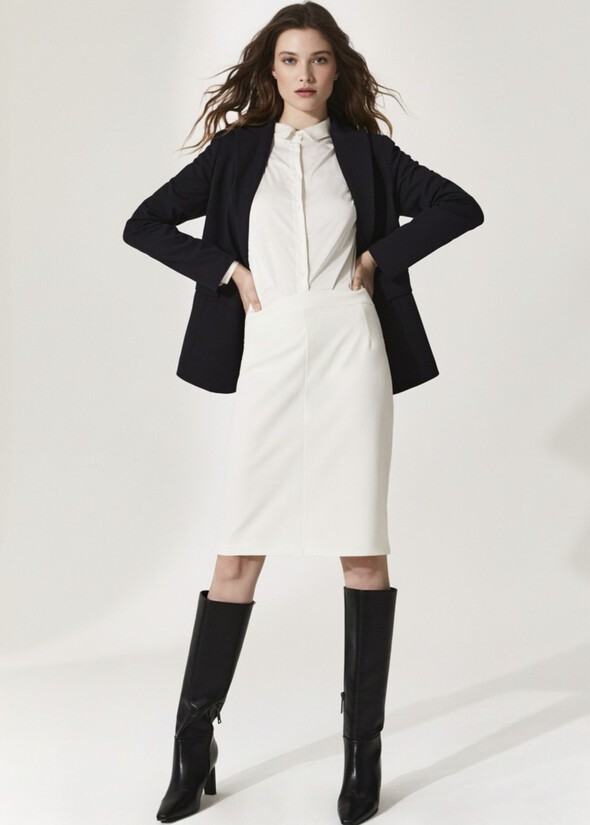 Gonna Gladys in tessuto tecnico BEIGE GESSO Donna null