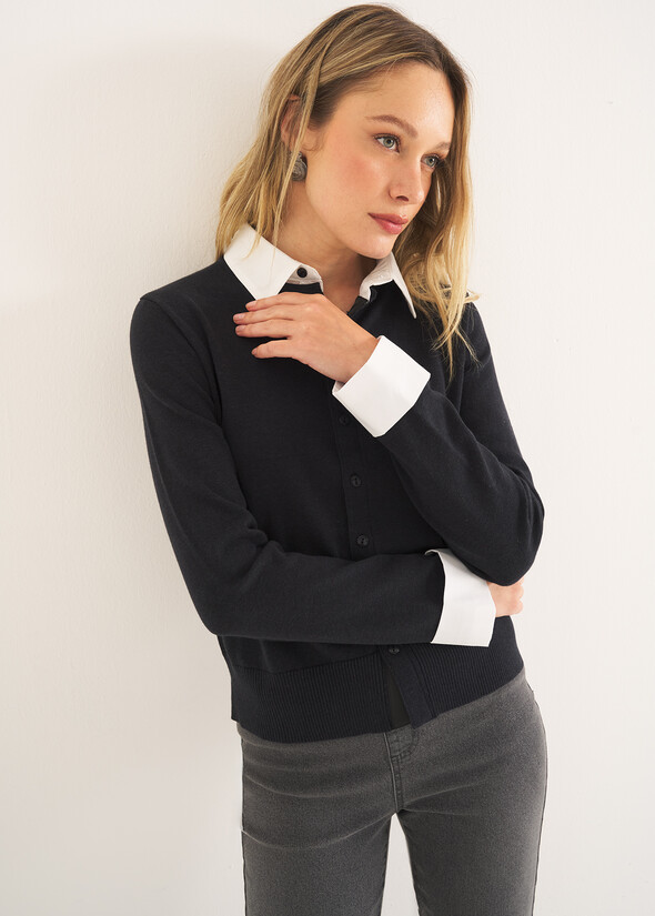 Cardigan Crazy con dettagli camicia BLU Donna null