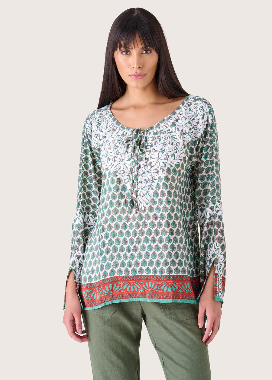 Blusa Cynthia in satin VERDE TIFFANY Donna , immagine n. 1