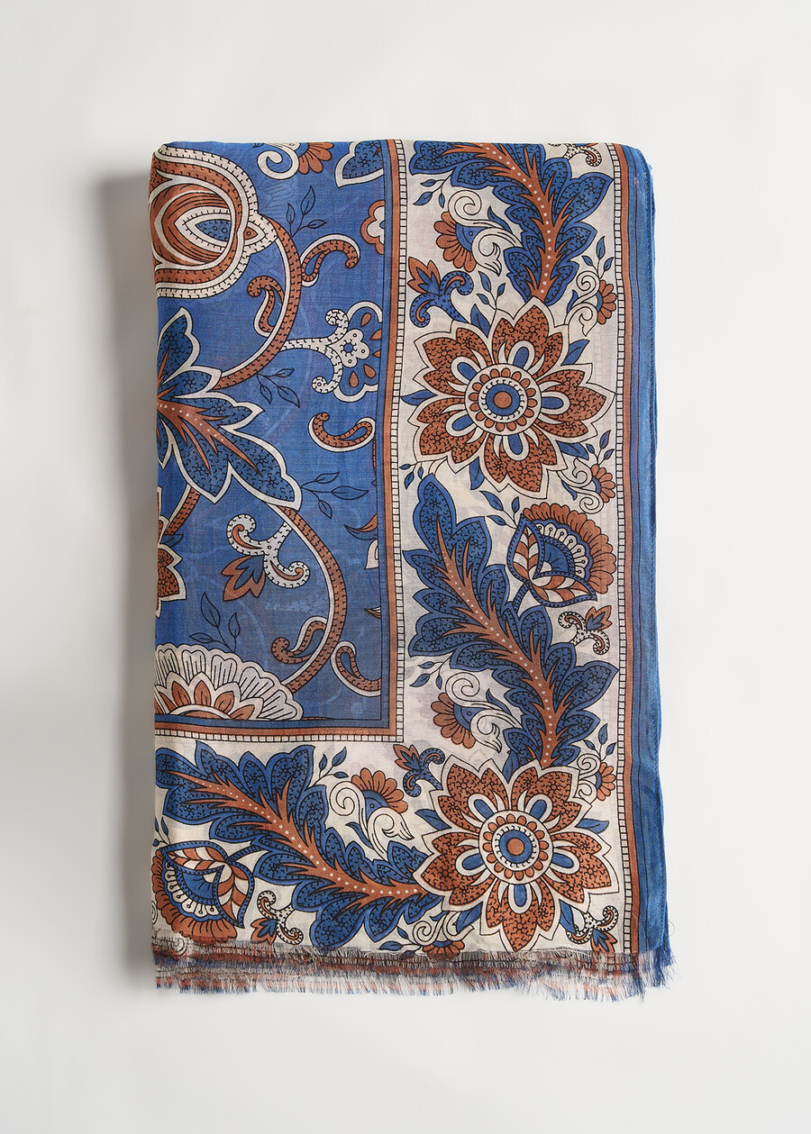 Sciarpa Saya con stampa fiori ramage BLU Donna , immagine n. 2