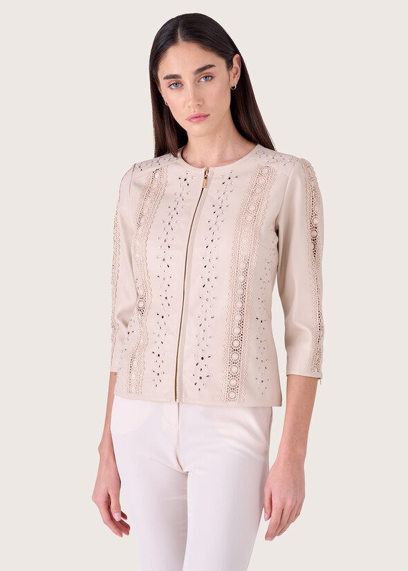 Giubbino traforato George in ecopelle BEIGE ECRU Donna null