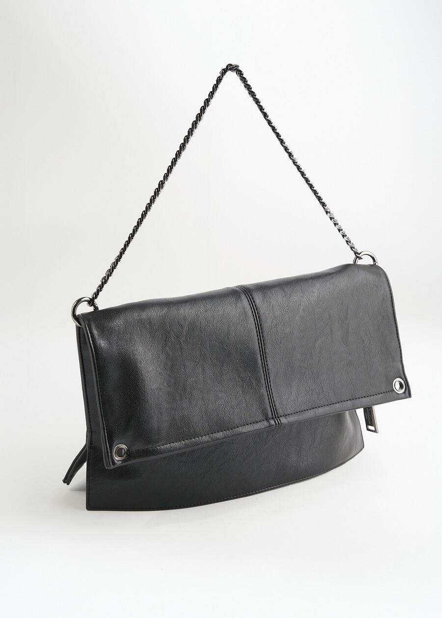 Blondie fold-over faux leather clutch NERO BLACKROSSO CHIANTI Woman , image number 2