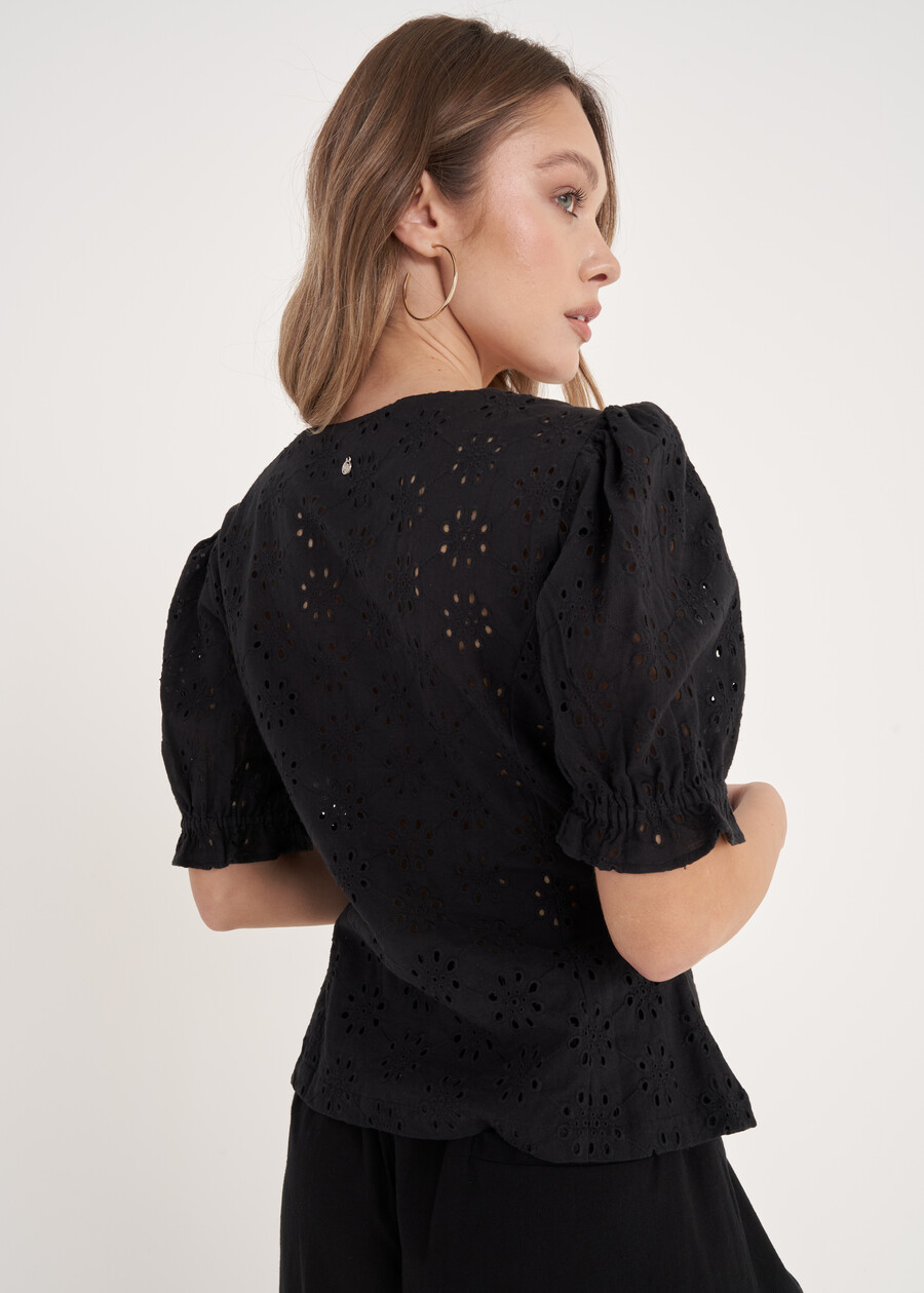 Camicia Candy In Pizzo Sangallo BIANCO BURRONERO BLACK Donna , immagine n. 4