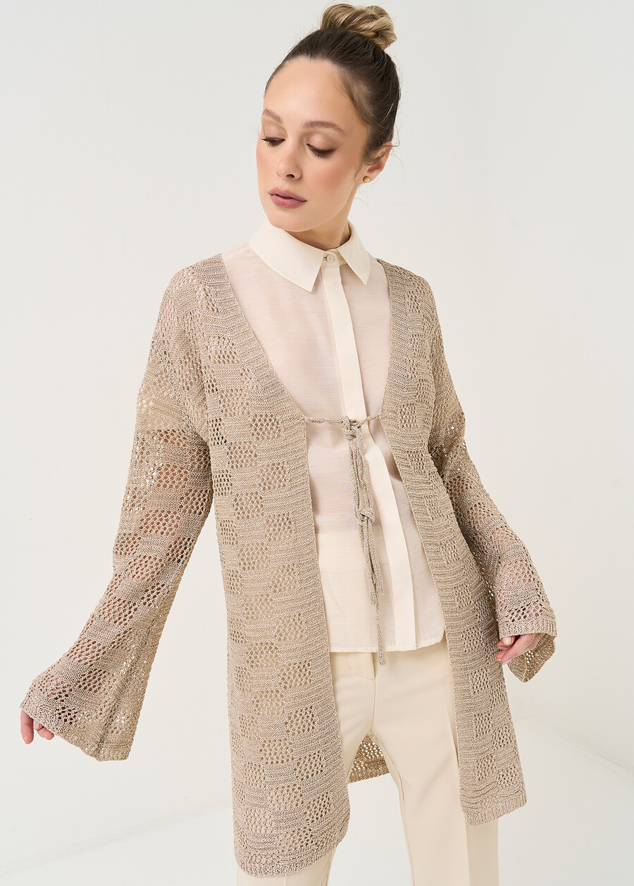Cardigan lungo Carina in lurex GOLD Donna , immagine n. 1