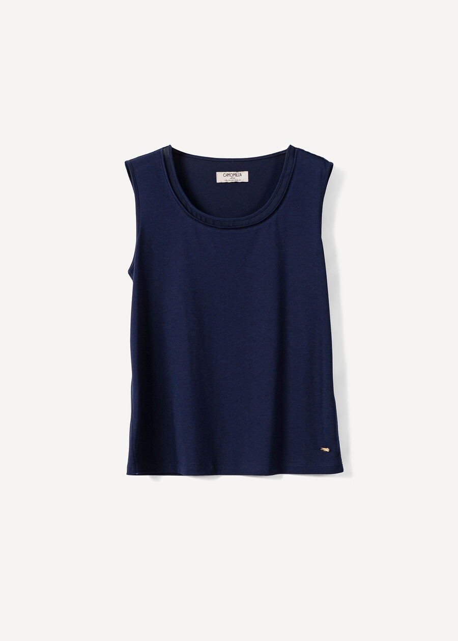 Top Taba con inserto in georgette BIANCO WHITEBLU Donna , immagine n. 4