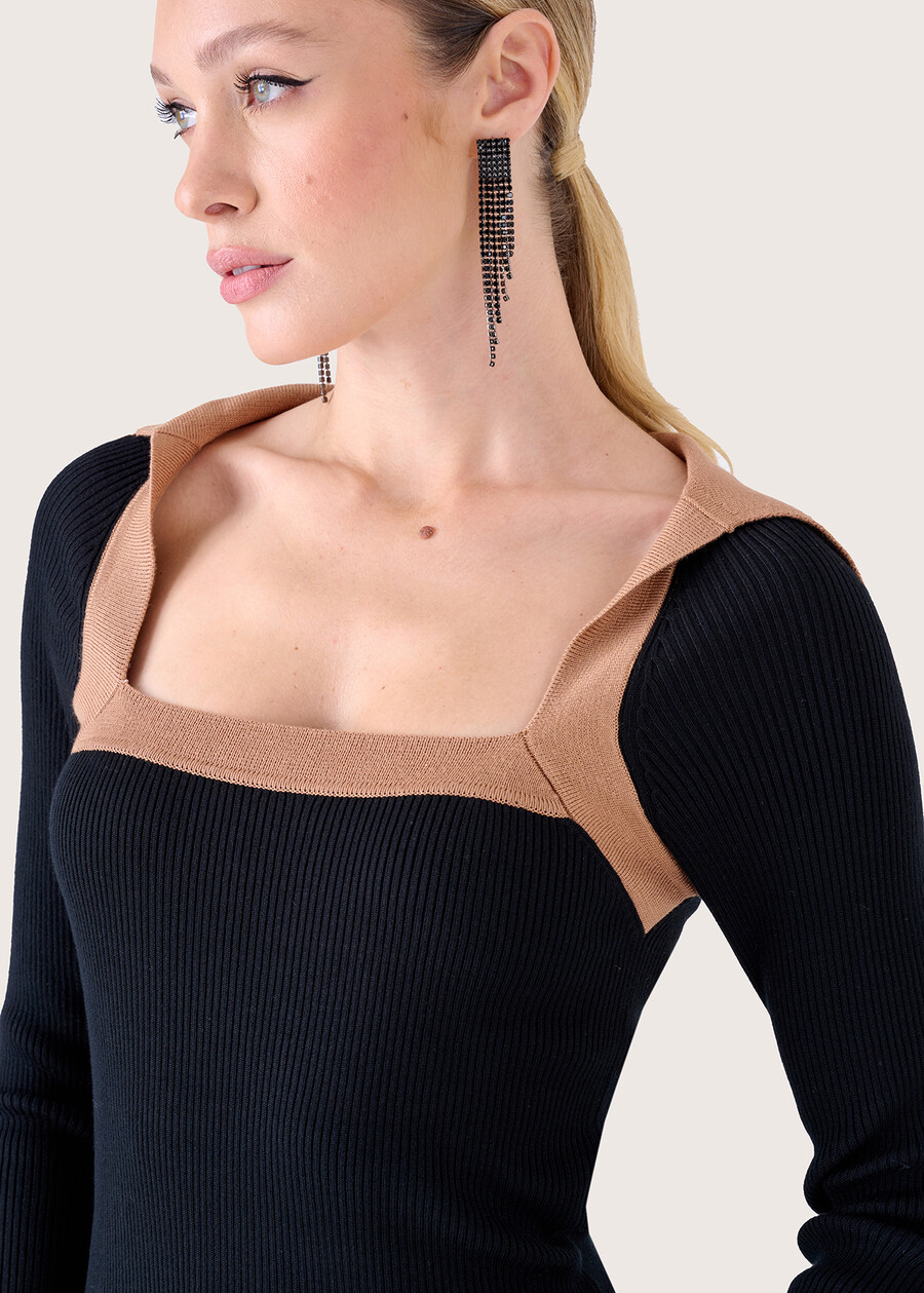Miriam jersey with square neckline NERO BLACK Woman , image number 2