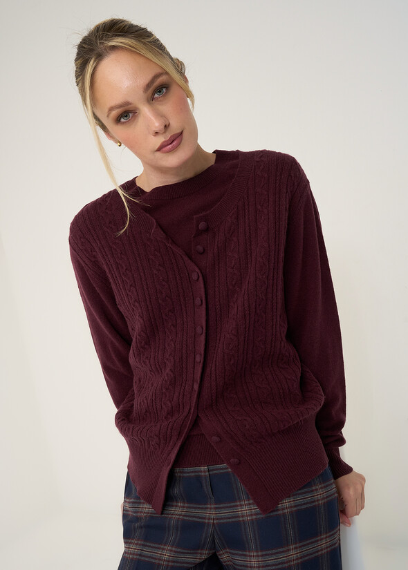 Cardigan Chiara in lana cashmere ROSSO BORDEAUX Donna null