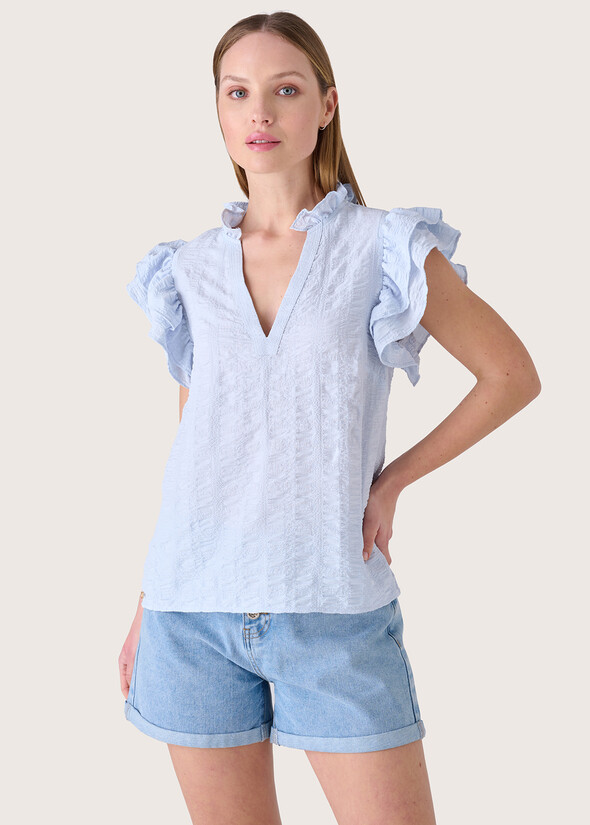 T-shirt Stacey con rouches BLU SURF Donna null