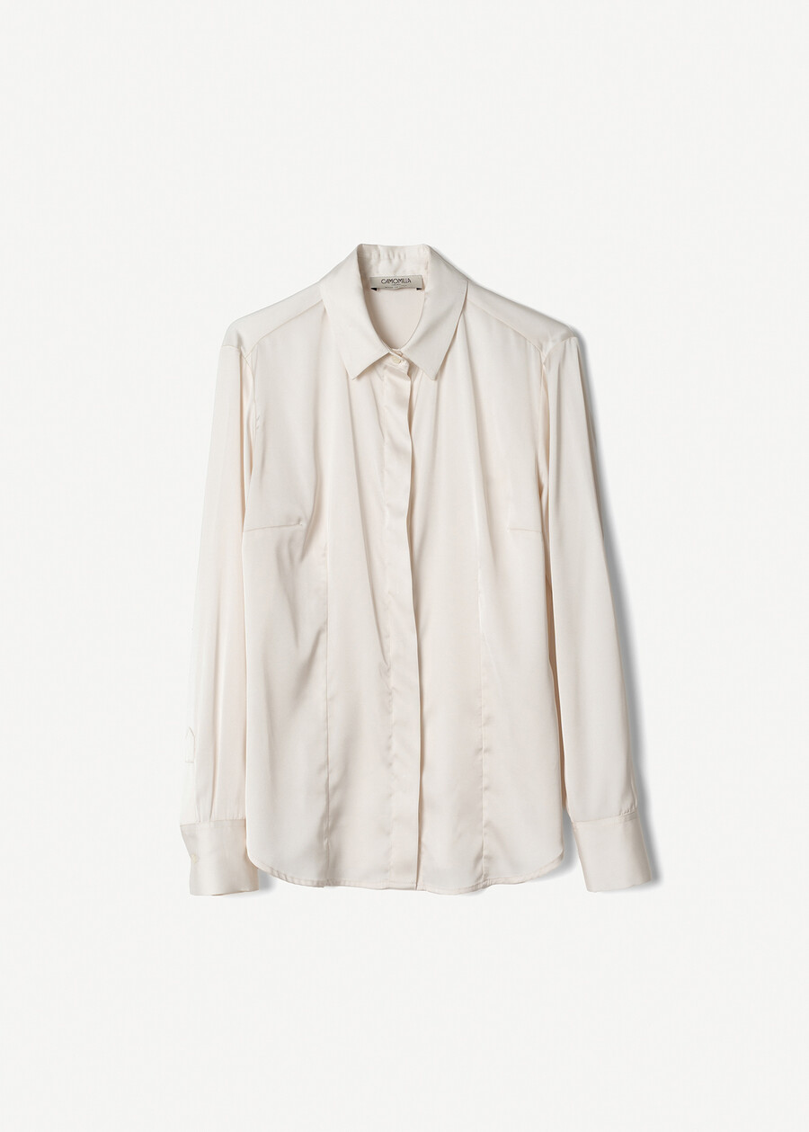 Camicia Alessia-B in satin BEIGE MOUSSEBEIGE LATTEVERDE Donna , immagine n. 5