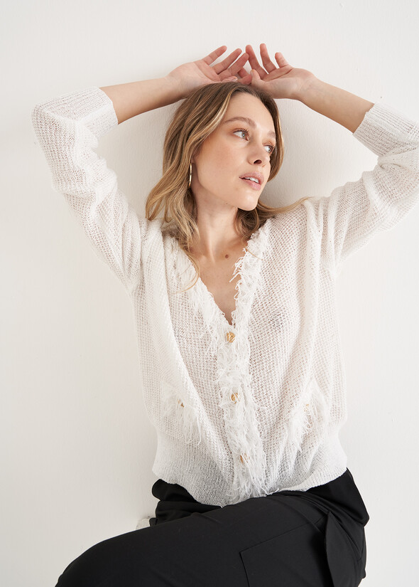 Cardigan Cloe in filo BIANCO WHITE Donna null