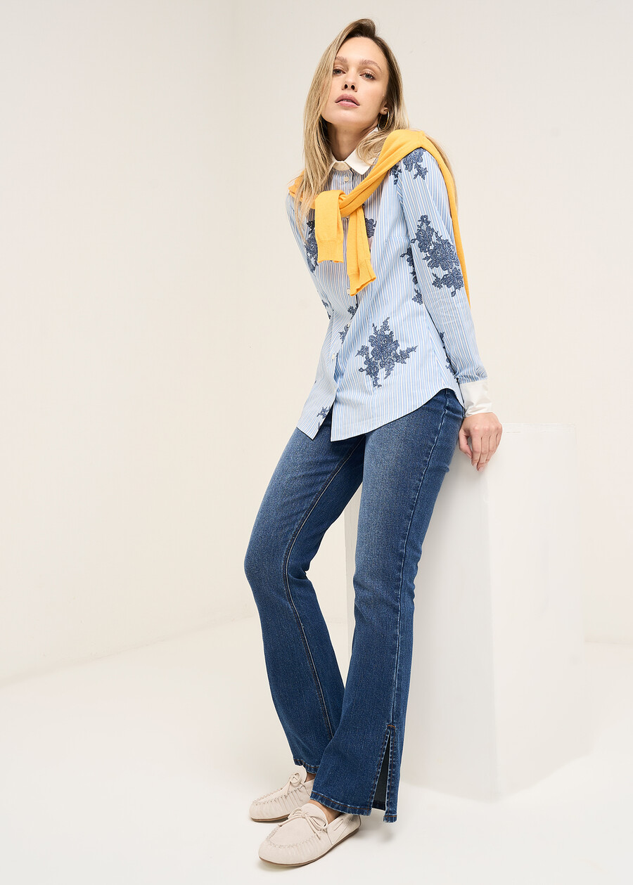 Camicia Cilly a righe e fiori Made in Italy BIANCO WHITE Donna , immagine n. 4