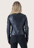 Gil eco-leather jacket NERO BLACKBIANCO ORCHIDEA Woman image number 3