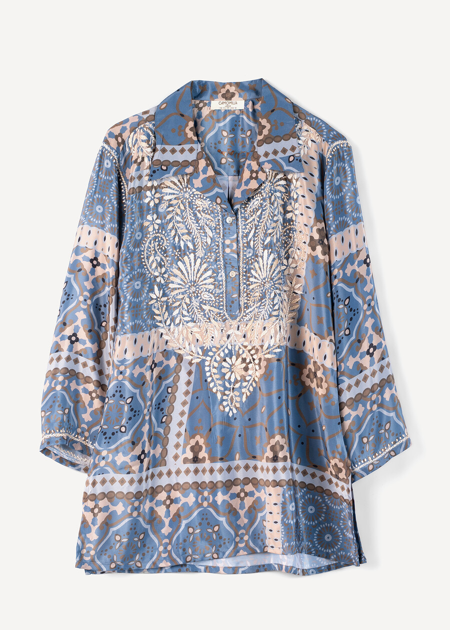 Blusa Bly stampata con ricami BLU AVIONBEIGE Donna , immagine n. 5