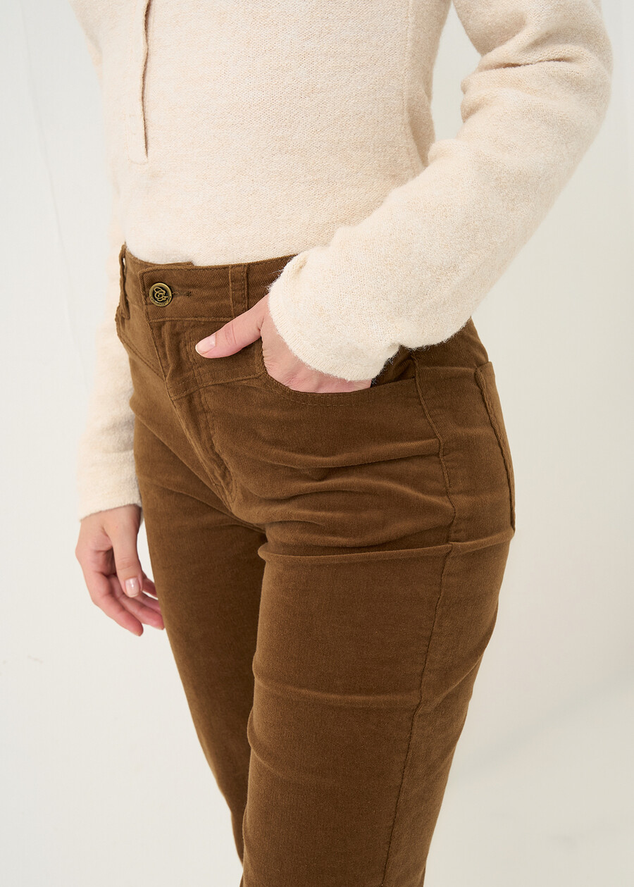 Pantaloni Cindy flare in velluto VERDEMARRONE Donna , immagine n. 3