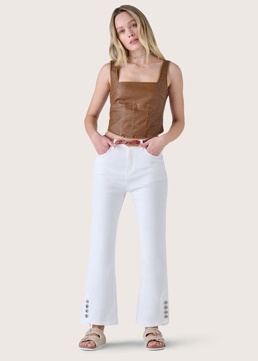 Denver denim cotton trousers BIANCO WHITEDENIM Woman , image number 1