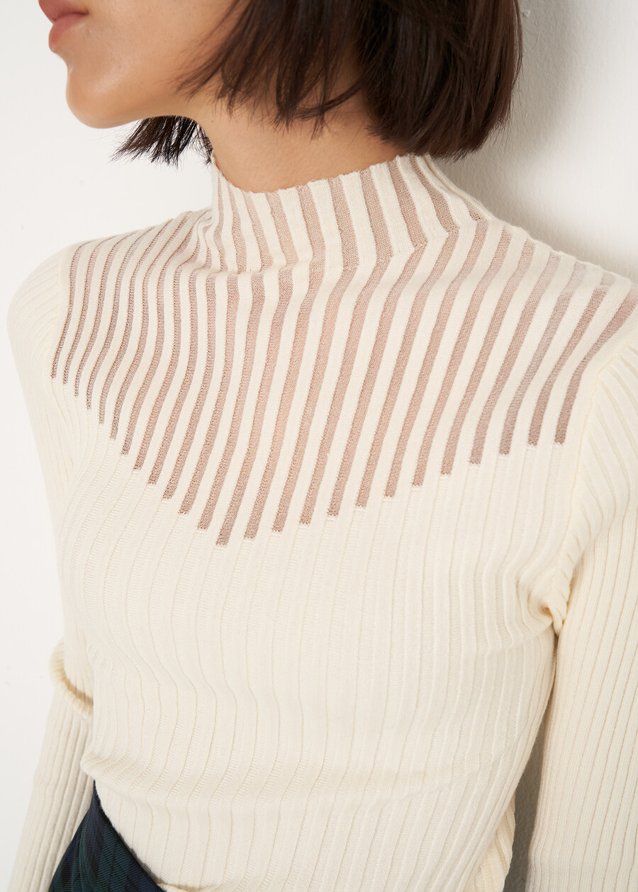 Matilde ribbed turtleneck sweater ROSSOBEIGE LATTE Woman , image number 2