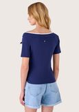 Sarada t-shirt with boat neck BLUE OLTREMARE  Woman image number 3