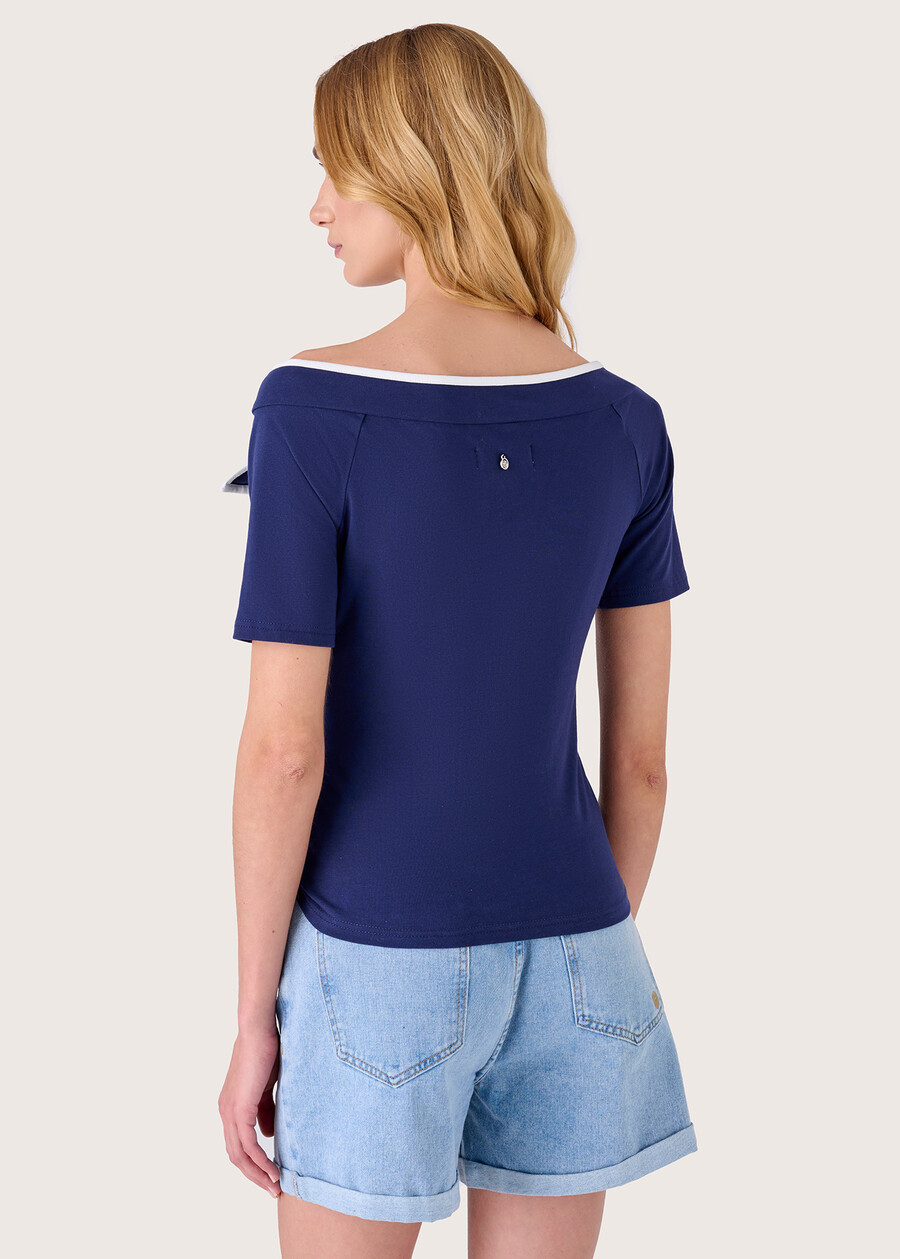Sarada t-shirt with boat neck BLUE OLTREMARE  Woman , image number 3